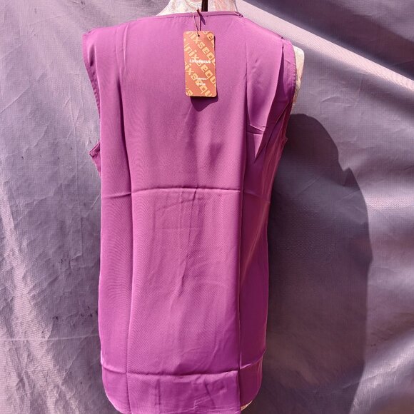 Deep Violet Purple Pullover Tank Top Blouse Shirt - Picture 2 of 7